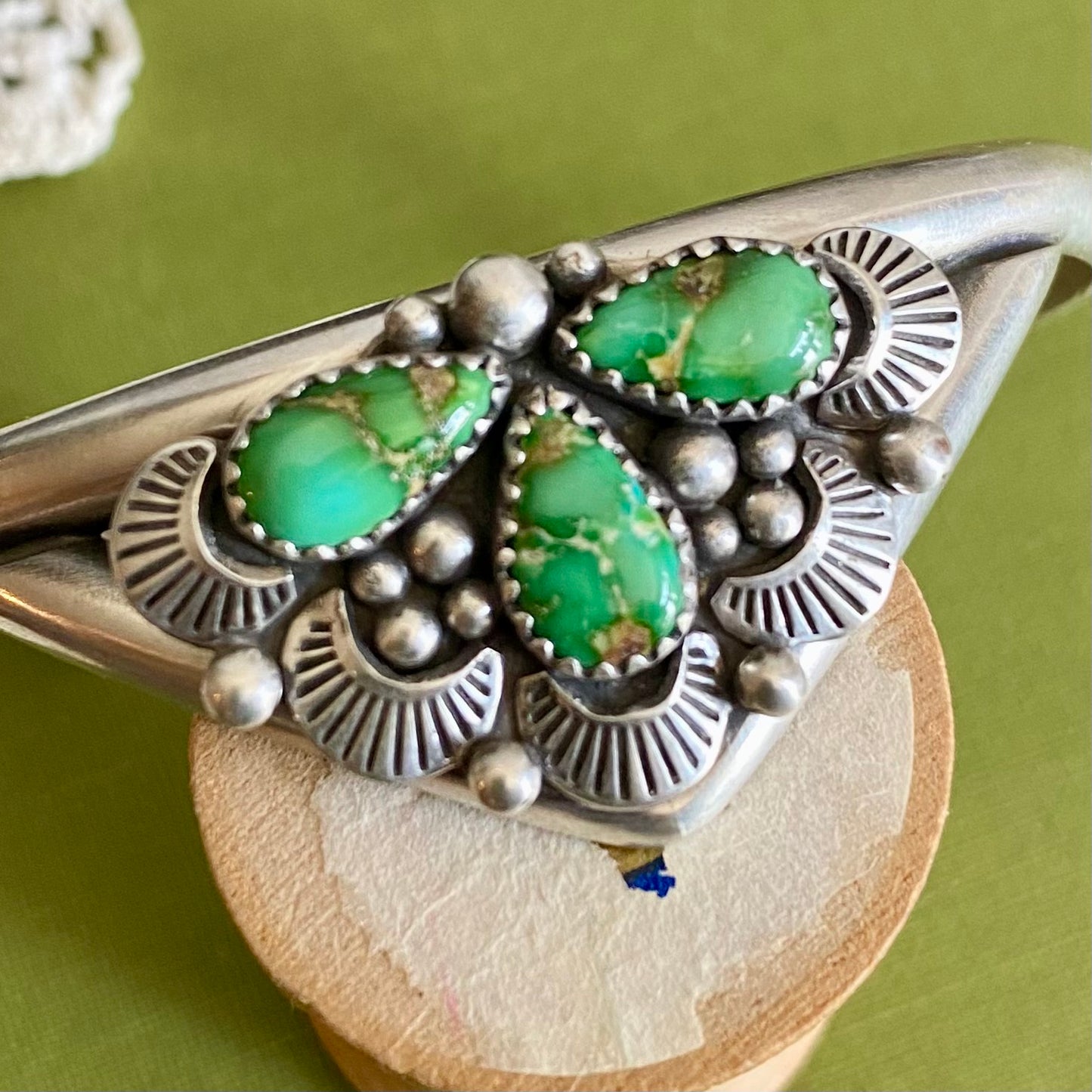 Sonoran Mountian Turquoise 3 Stone Cuff Bracelet