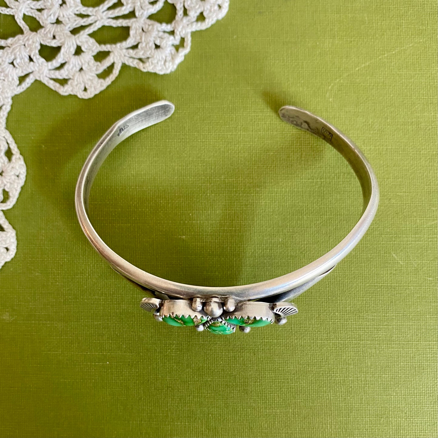 Sonoran Mountian Turquoise 3 Stone Cuff Bracelet
