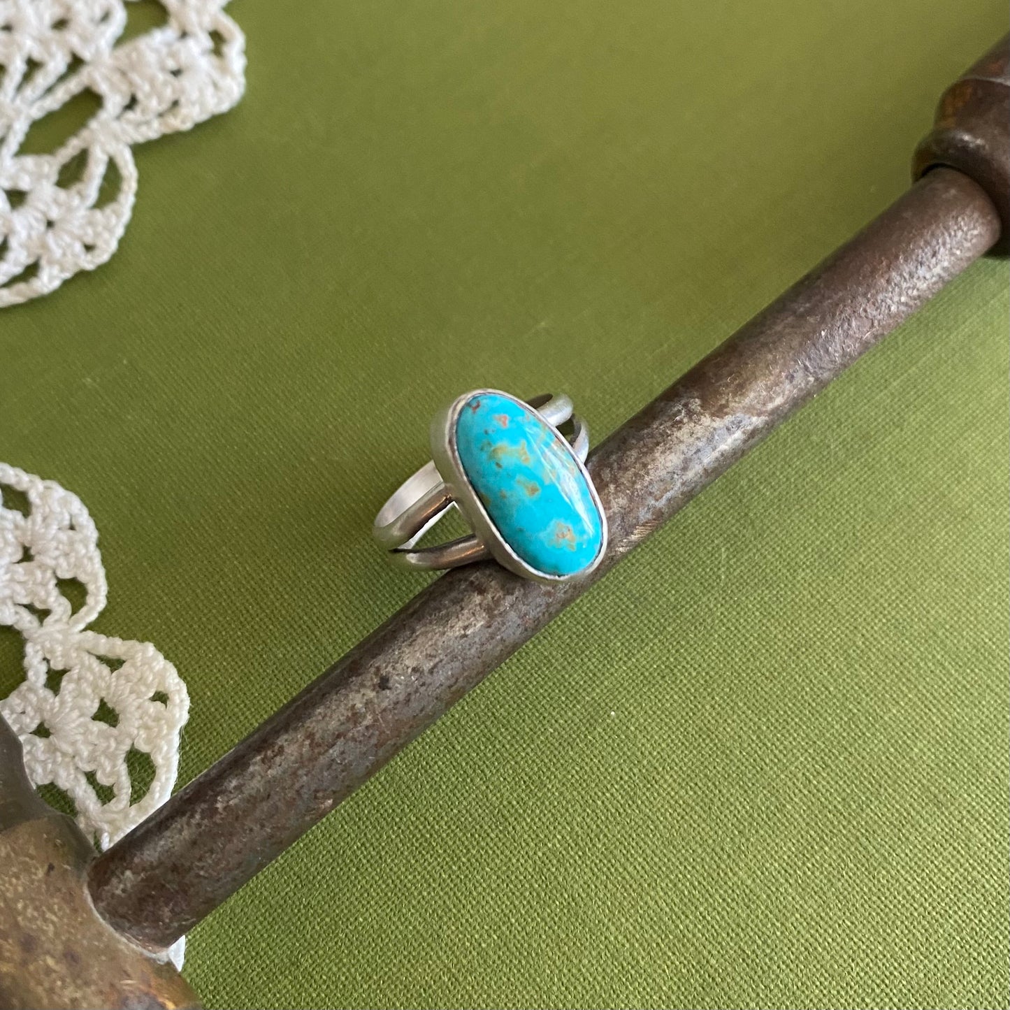 Stormy Mountain Turquoise Ring Size 6.5