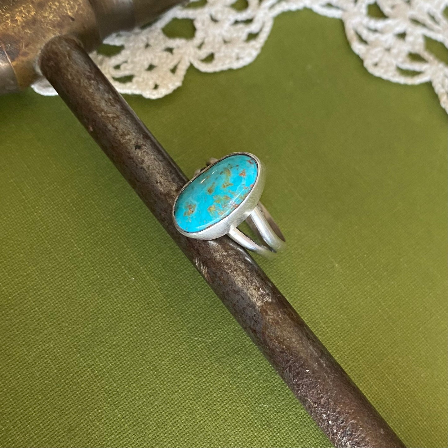 Stormy Mountain Turquoise Ring Size 6.5