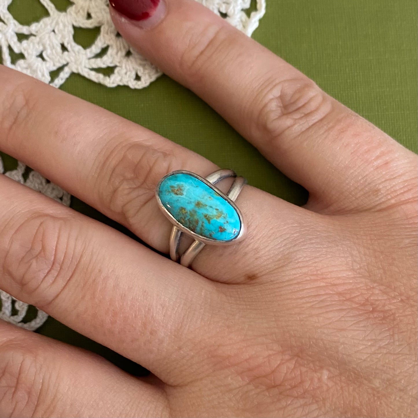 Stormy Mountain Turquoise Ring Size 6.5