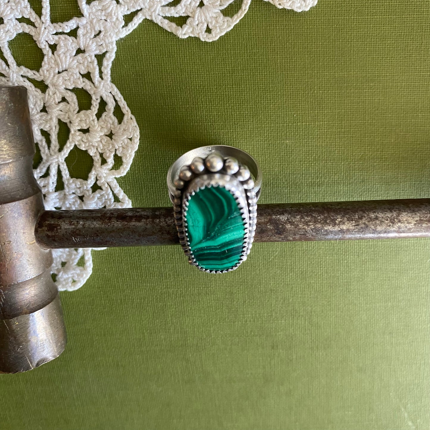 Malachite Ring Size 7