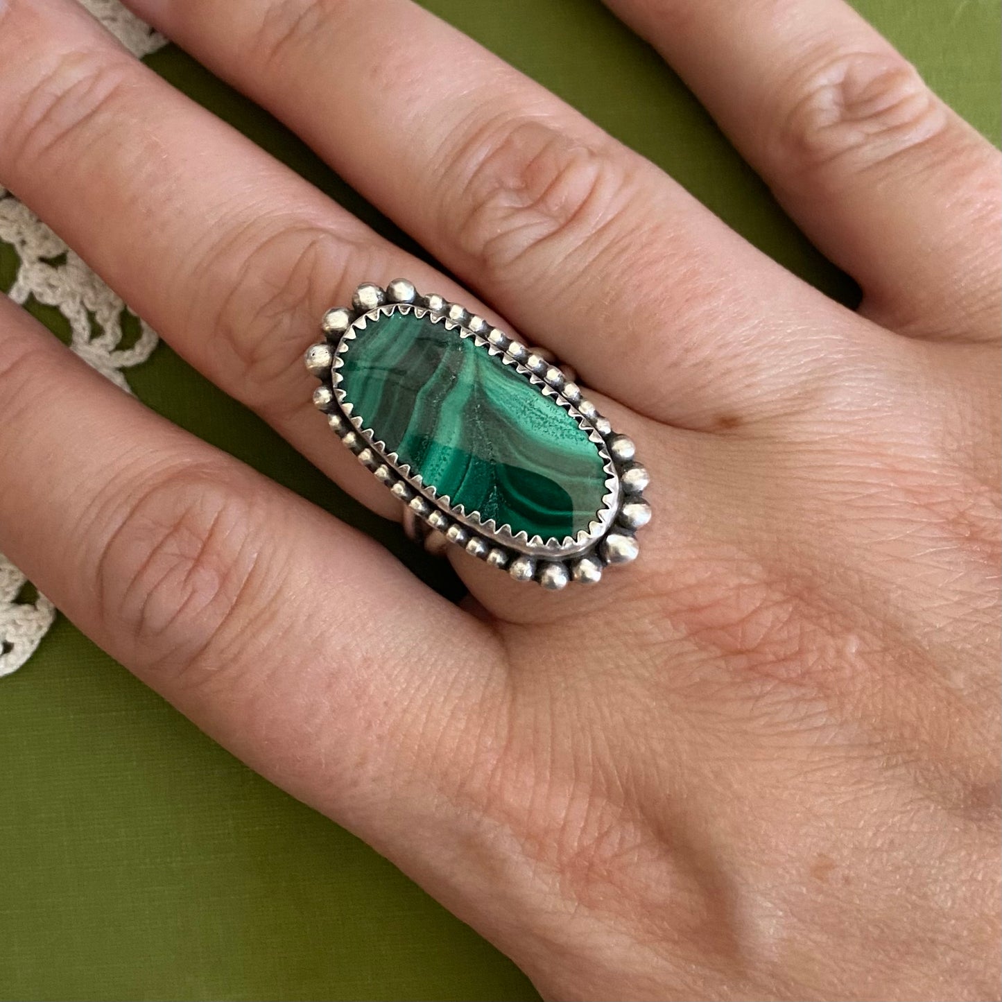 Malachite Ring Size 7