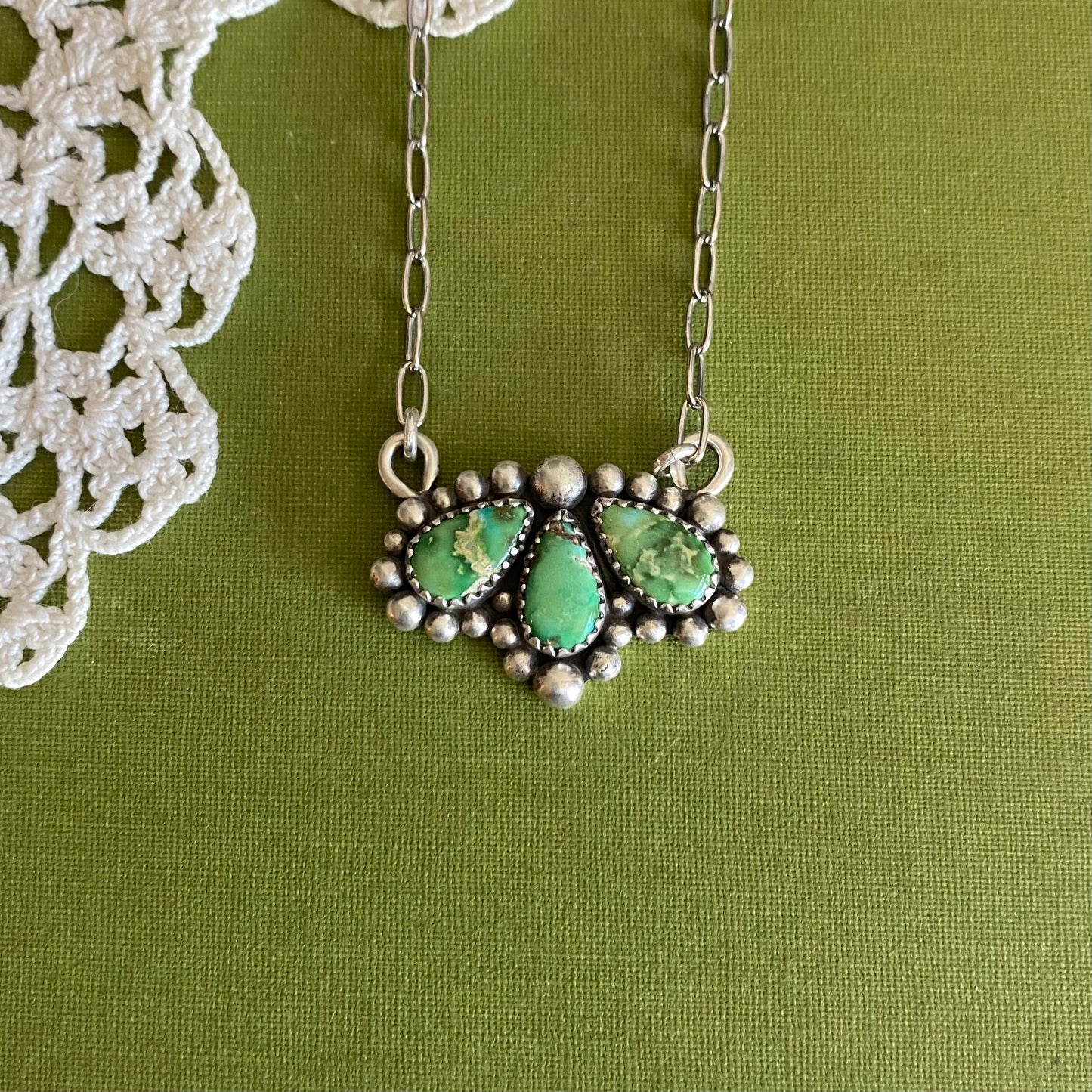 Sonoran Mountain Turquoise 3 Stone Necklace