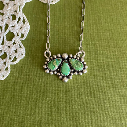 Sonoran Mountain Turquoise 3 Stone Necklace