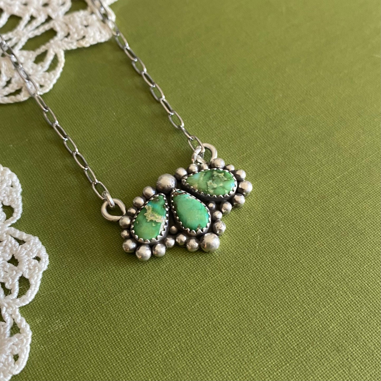 Sonoran Mountain Turquoise 3 Stone Necklace