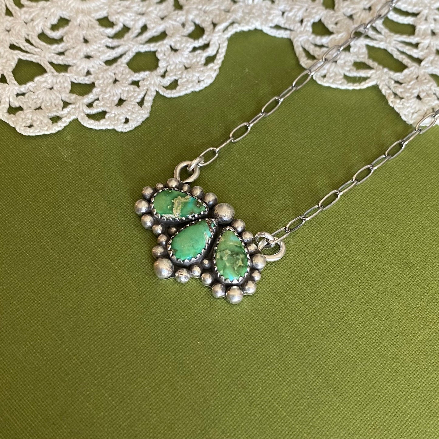 Sonoran Mountain Turquoise 3 Stone Necklace