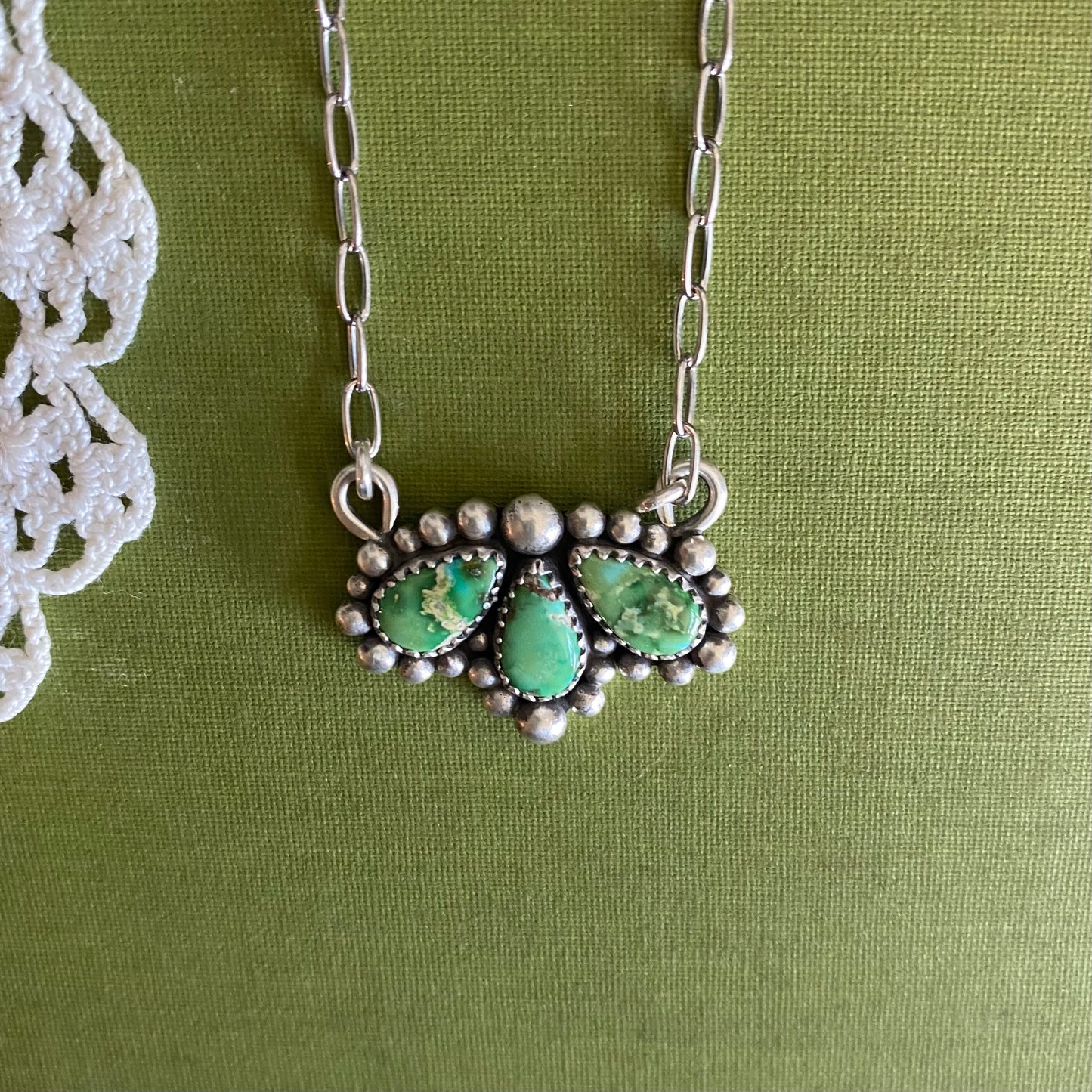 Sonoran Mountain Turquoise 3 Stone Necklace