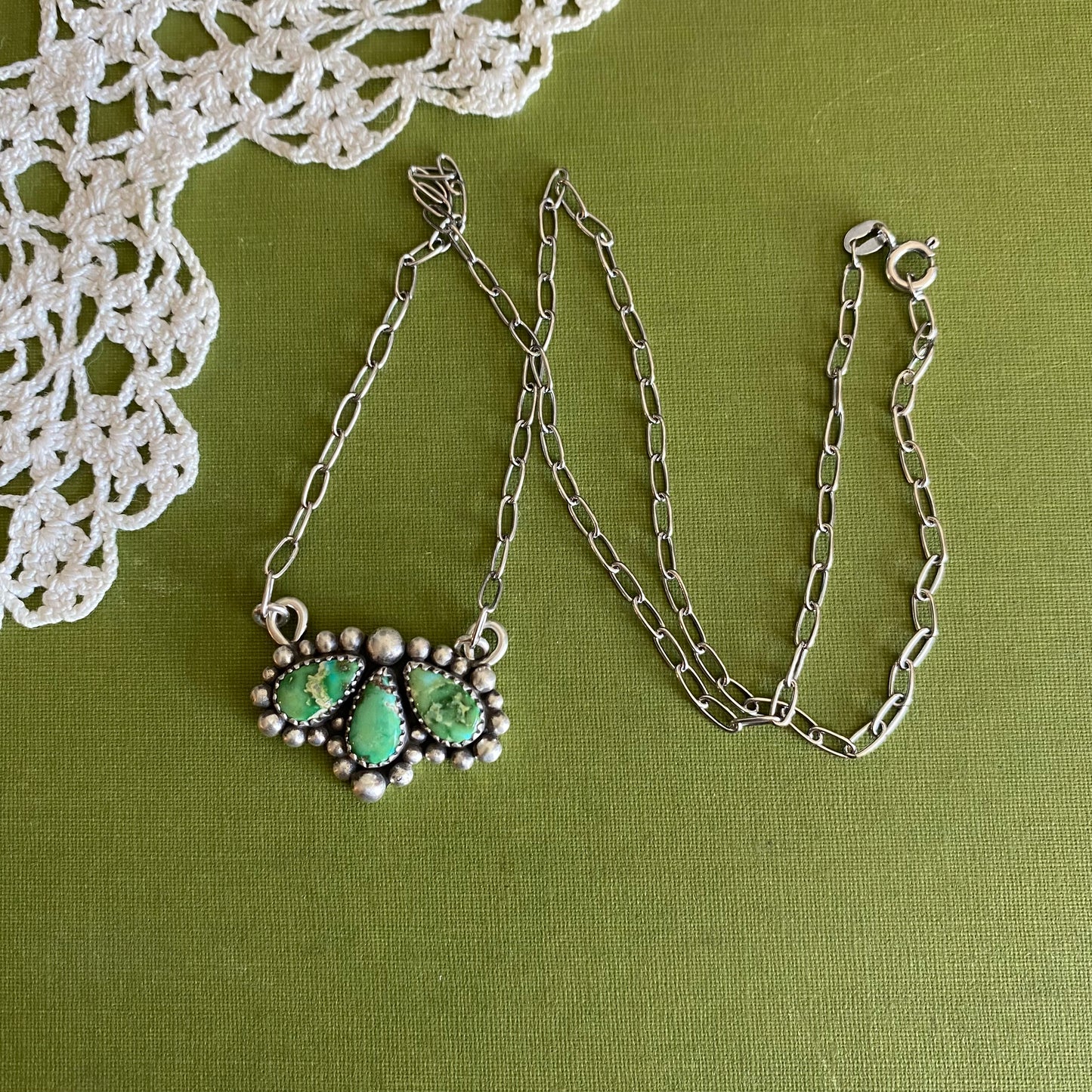 Sonoran Mountain Turquoise 3 Stone Necklace