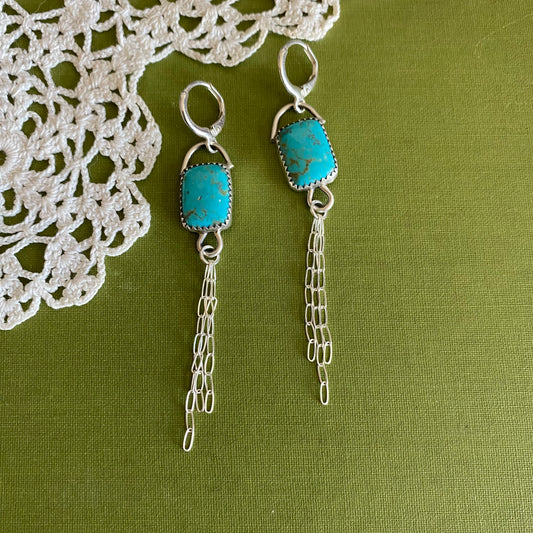 Turquoise Earrings with Chain Detail