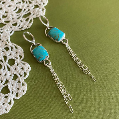Turquoise Earrings with Chain Detail