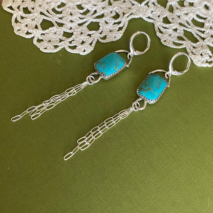 Turquoise Earrings with Chain Detail