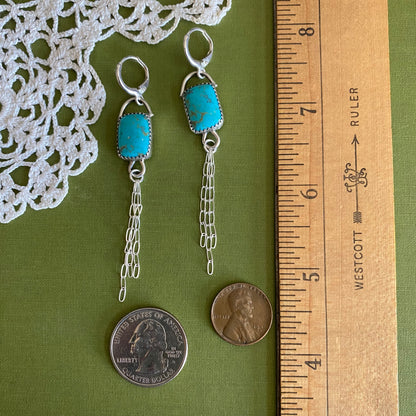 Turquoise Earrings with Chain Detail