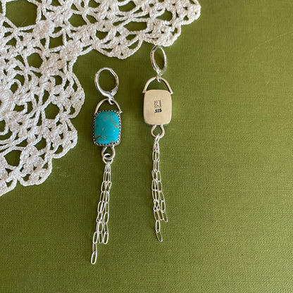 Turquoise Earrings with Chain Detail