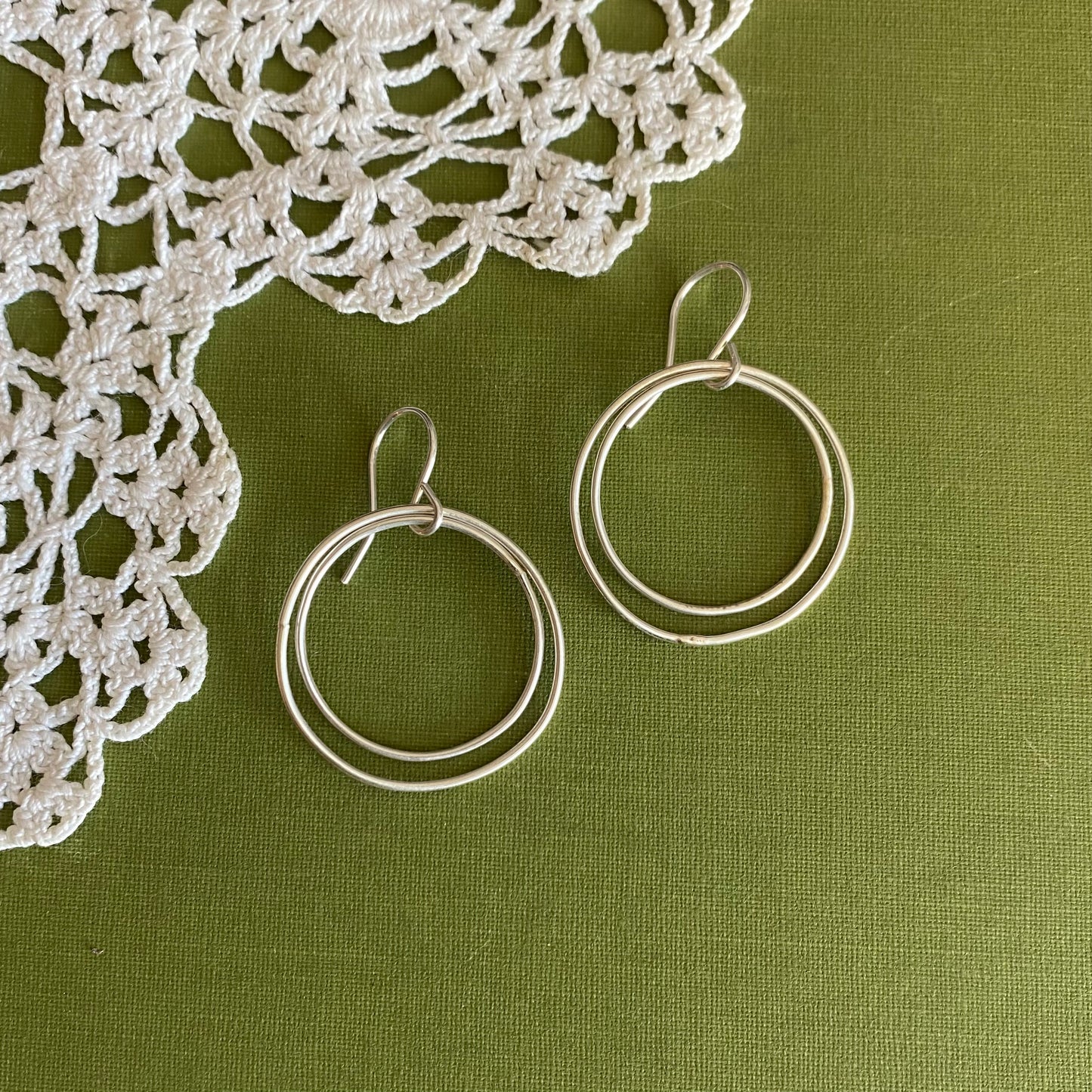 Small Double Sterling Silver Hoop Earrings