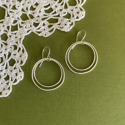 Small Double Sterling Silver Hoop Earrings