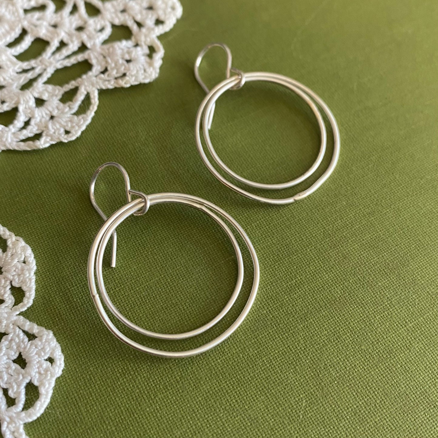 Small Double Sterling Silver Hoop Earrings