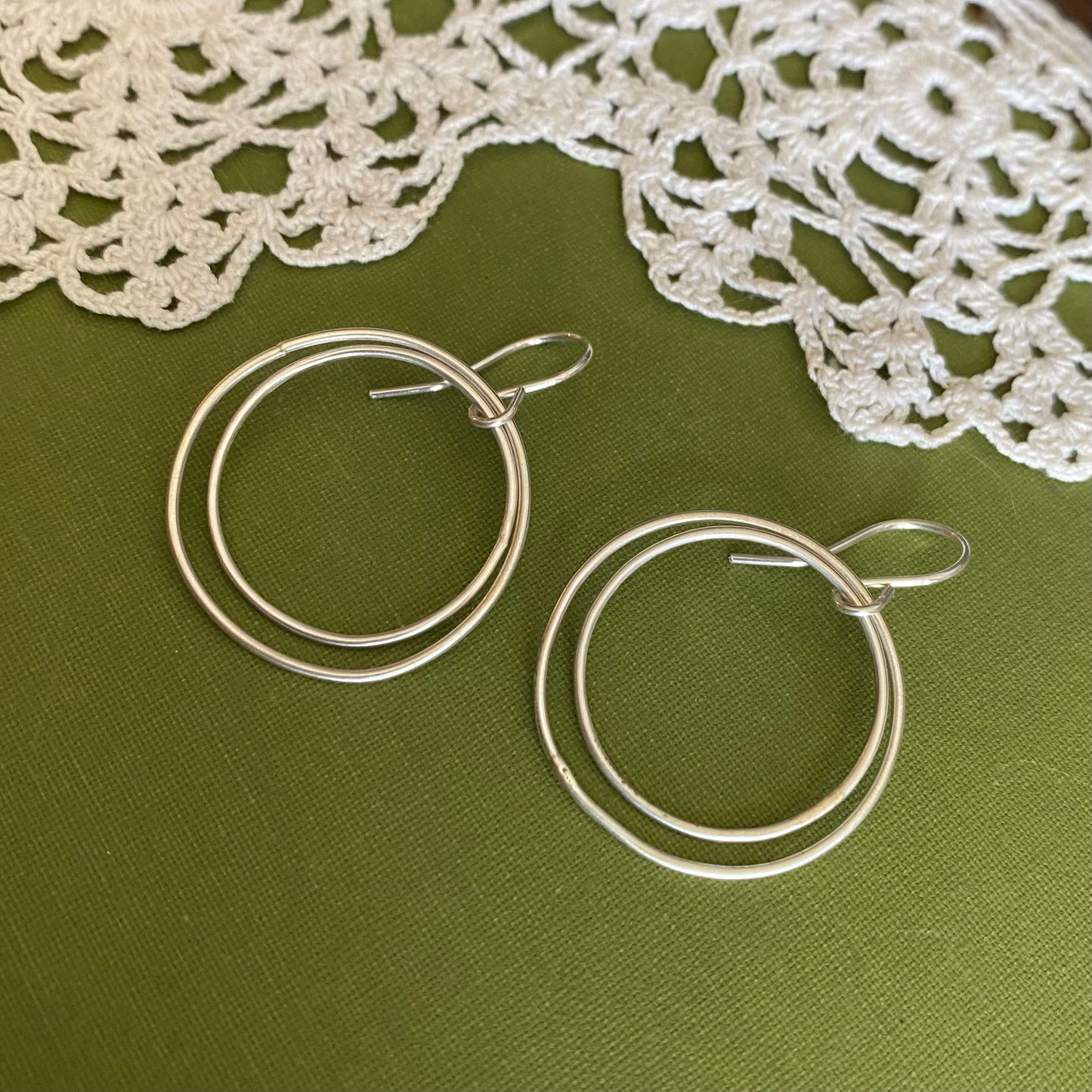 Small Double Sterling Silver Hoop Earrings