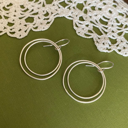 Small Double Sterling Silver Hoop Earrings