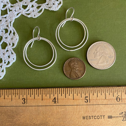 Small Double Sterling Silver Hoop Earrings