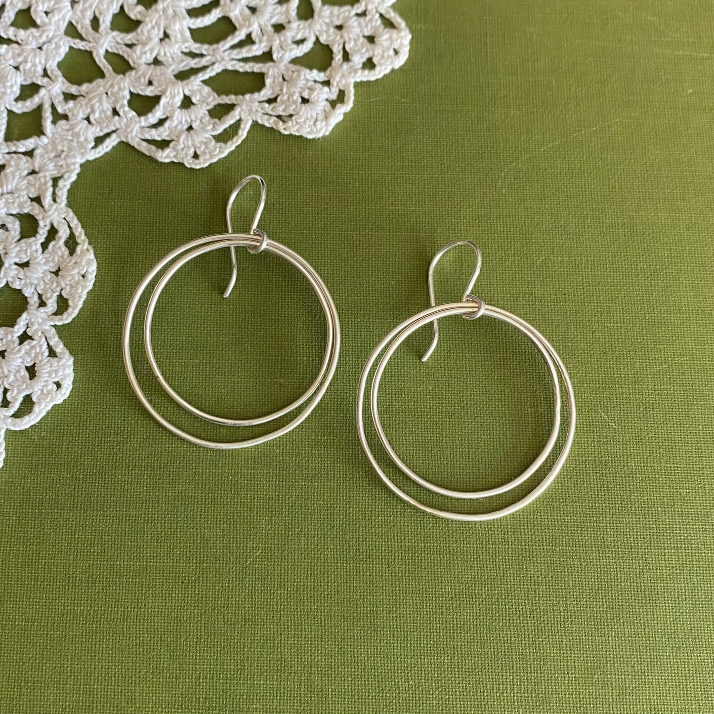 Medium Double Sterling Silver Hoop Earrings