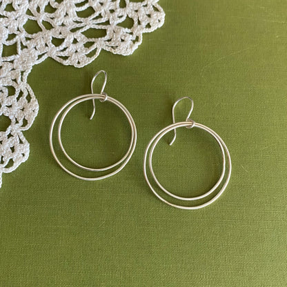 Medium Double Sterling Silver Hoop Earrings