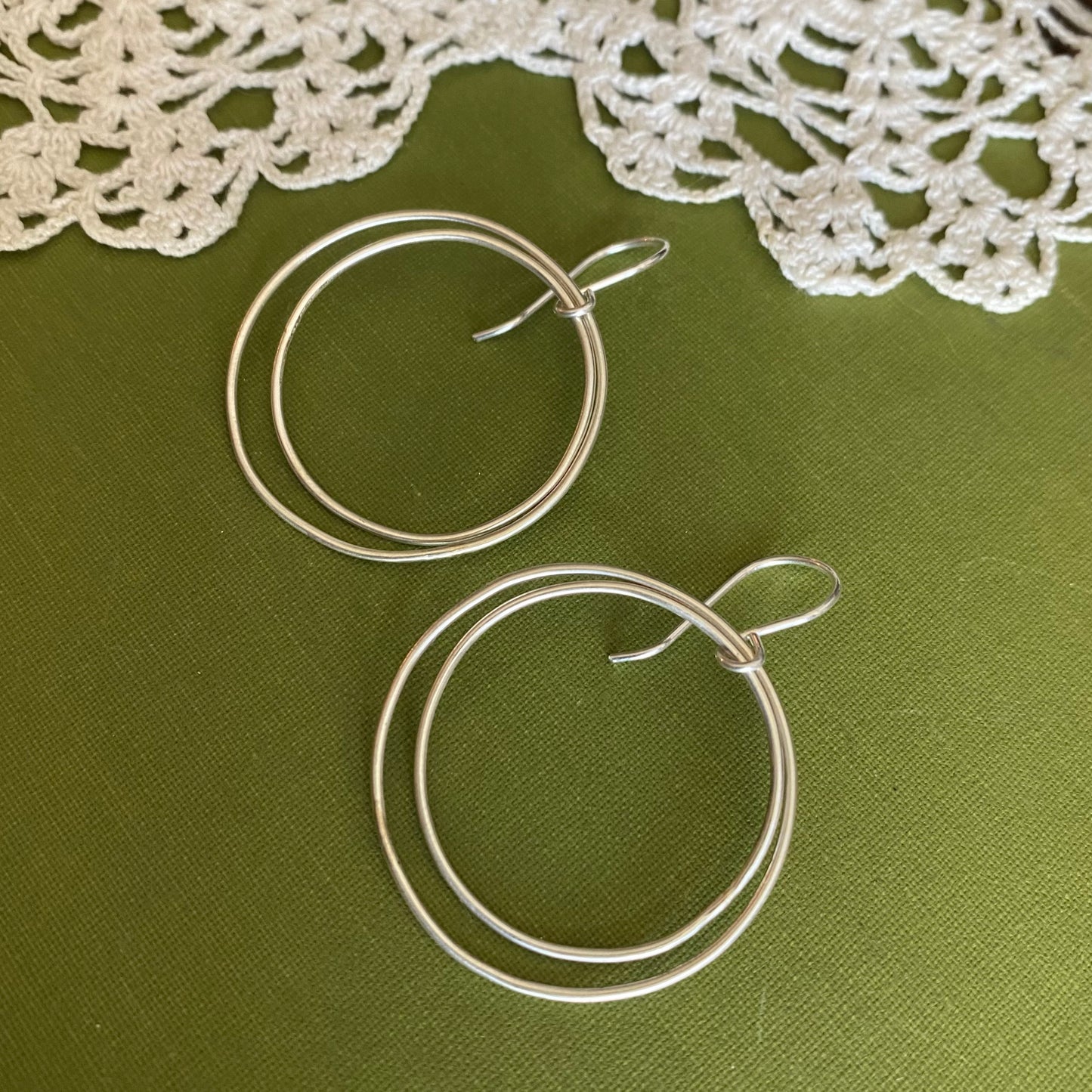 Medium Double Sterling Silver Hoop Earrings