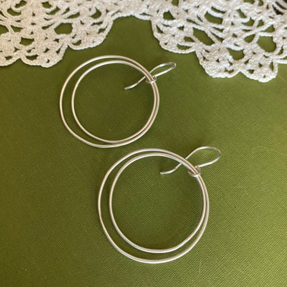 Medium Double Sterling Silver Hoop Earrings