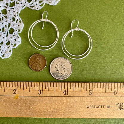 Medium Double Sterling Silver Hoop Earrings