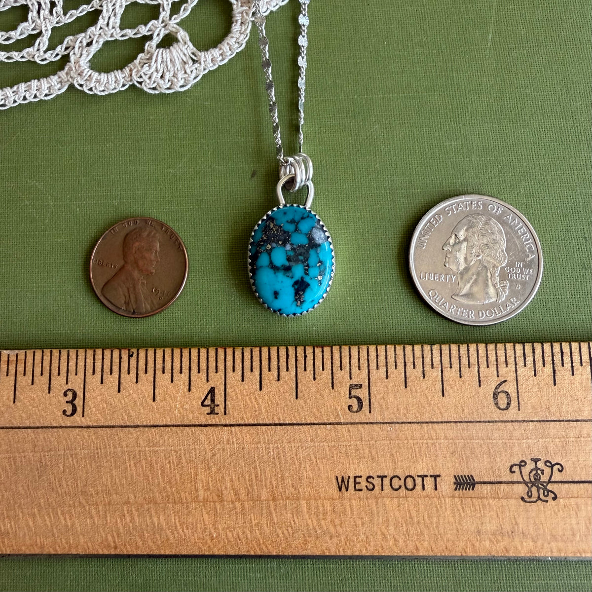 Large Simple Turquoise Pendant with Pyrite