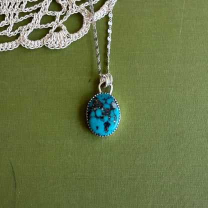 Large Simple Turquoise Pendant with Pyrite