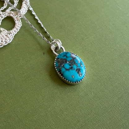 Large Simple Turquoise Pendant with Pyrite