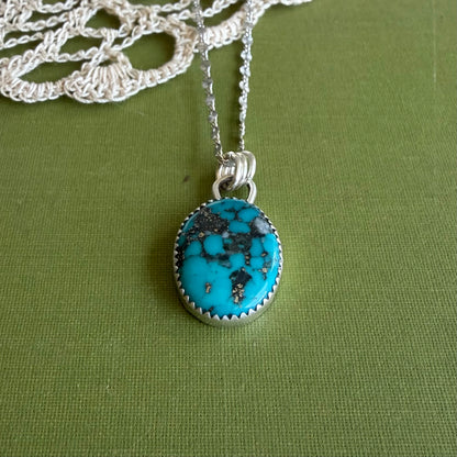 Large Simple Turquoise Pendant with Pyrite