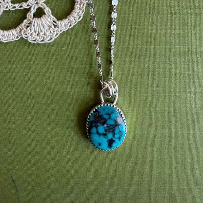 Large Simple Turquoise Pendant with Pyrite