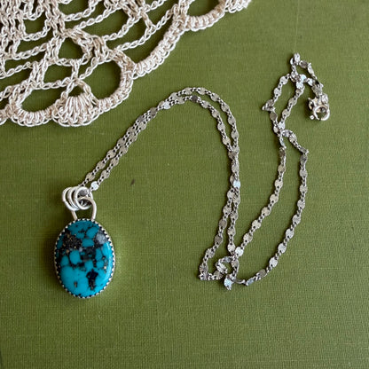 Large Simple Turquoise Pendant with Pyrite