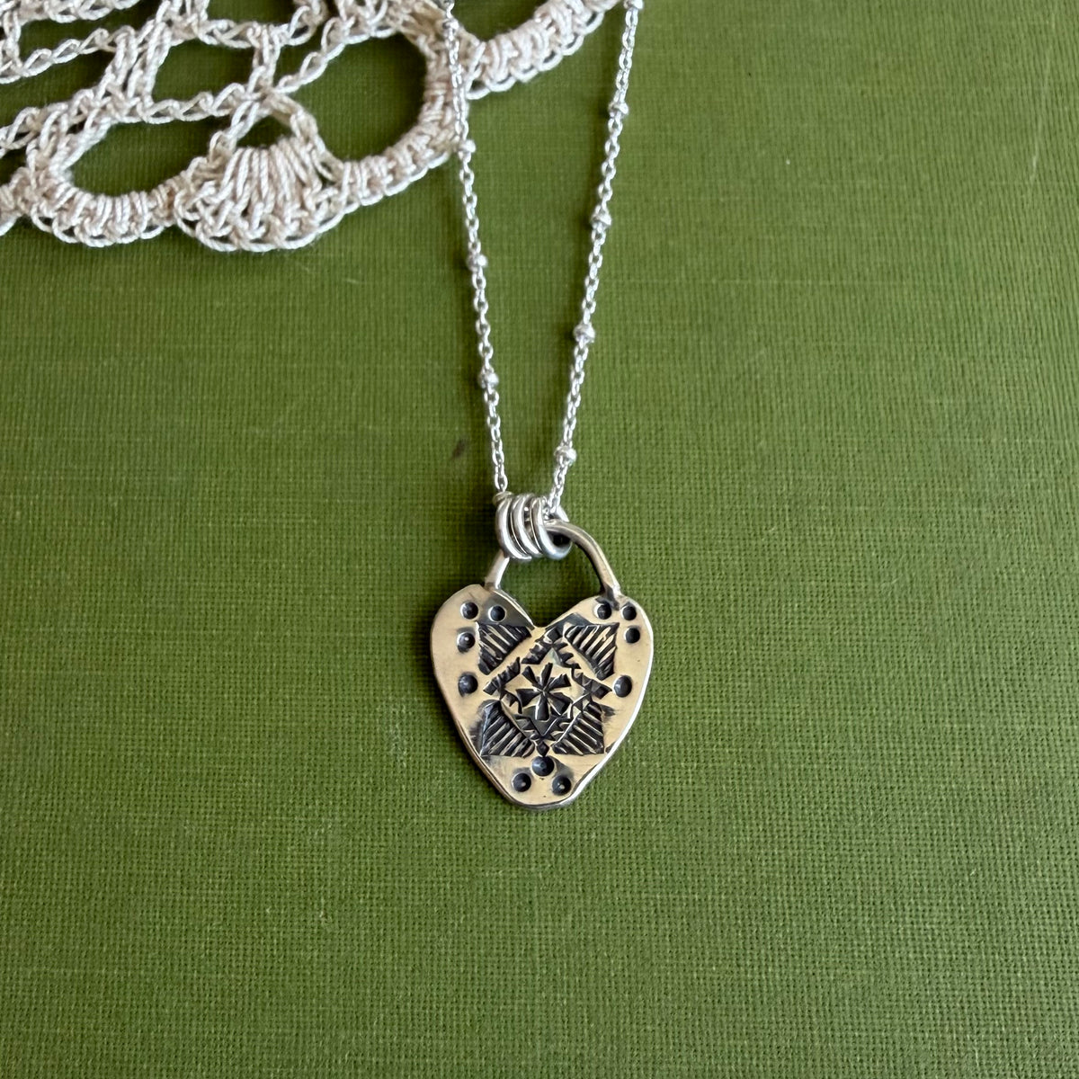 Sterling Silver Stamped Heart Pendant
