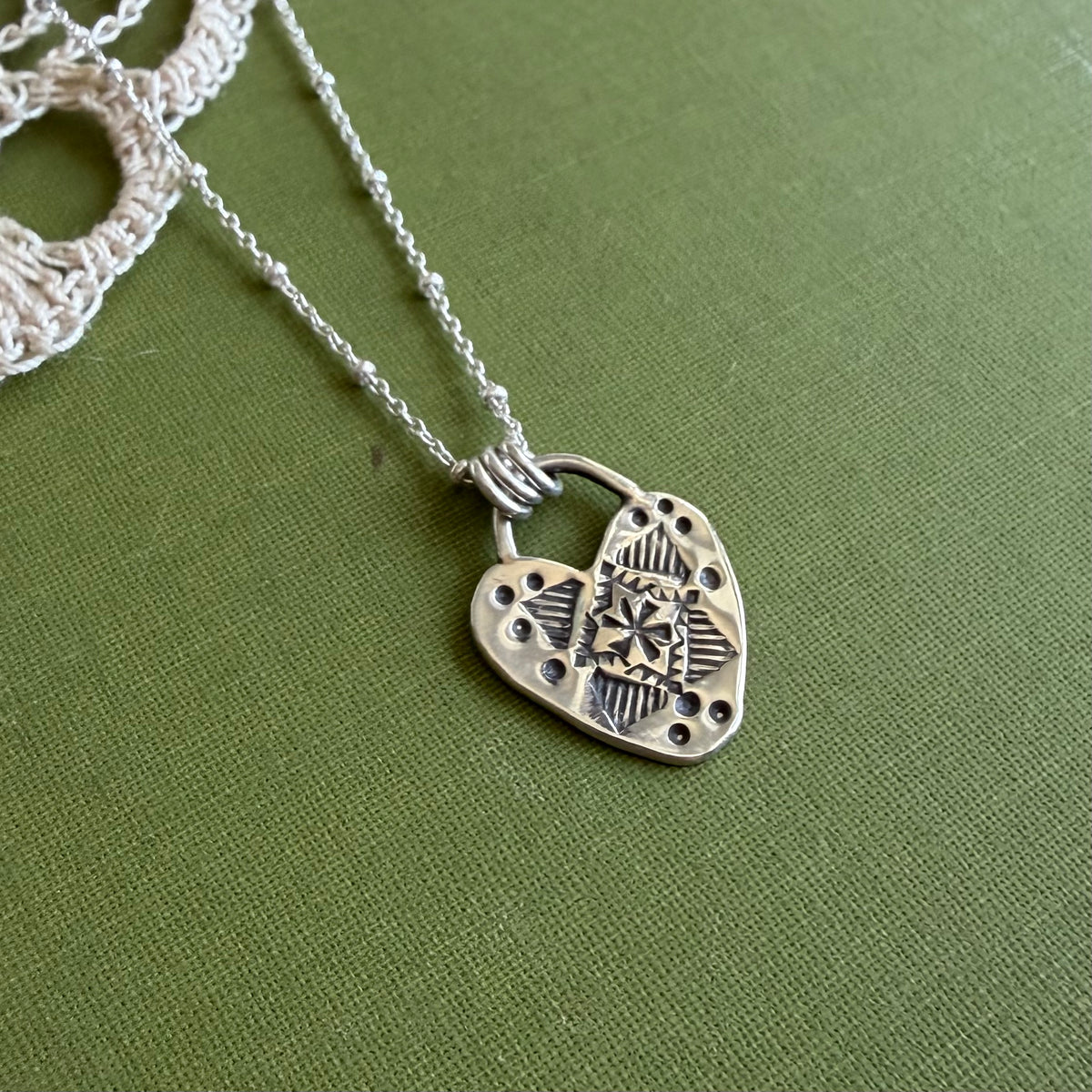 Sterling Silver Stamped Heart Pendant