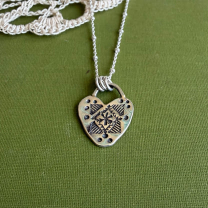 Sterling Silver Stamped Heart Pendant