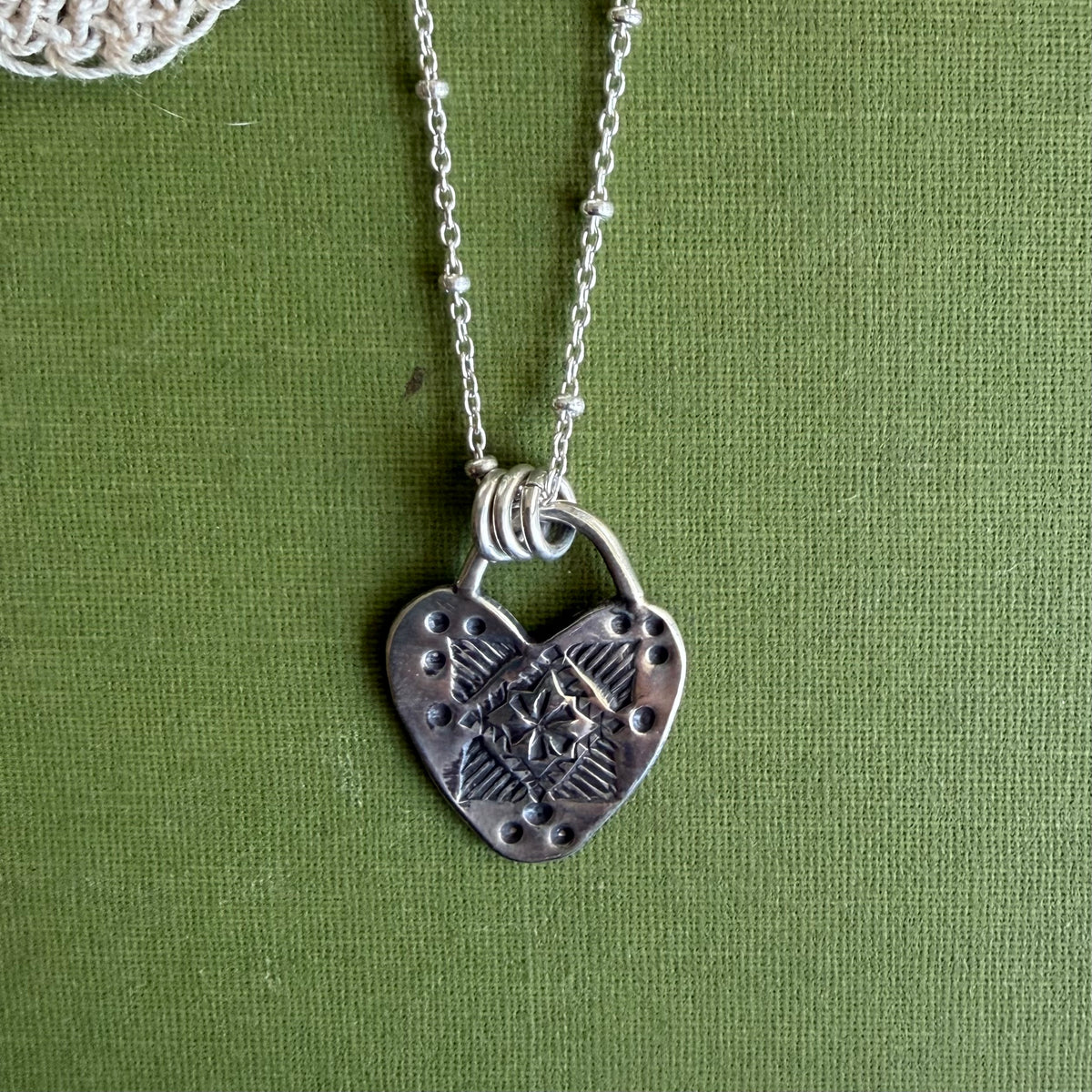 Sterling Silver Stamped Heart Pendant