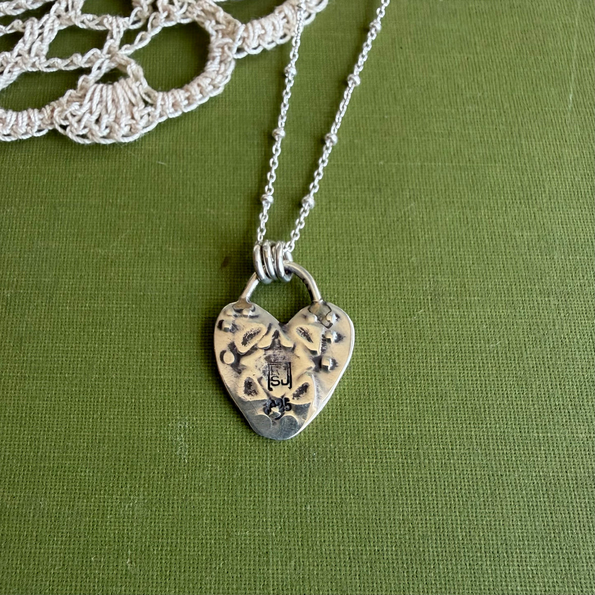 Sterling Silver Stamped Heart Pendant