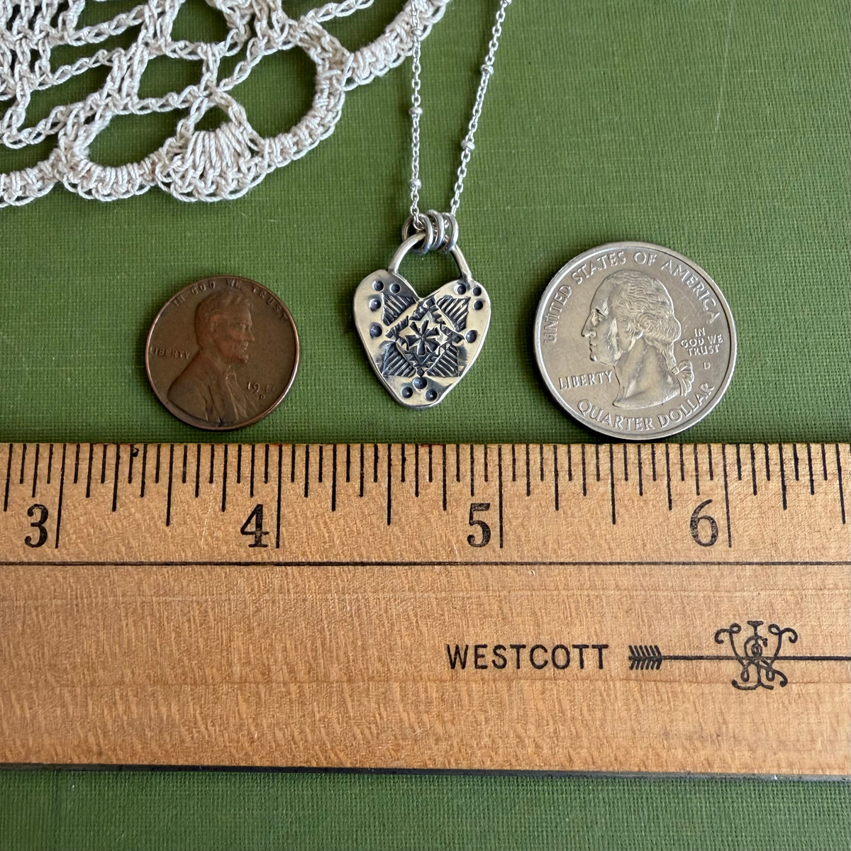 Sterling Silver Stamped Heart Pendant