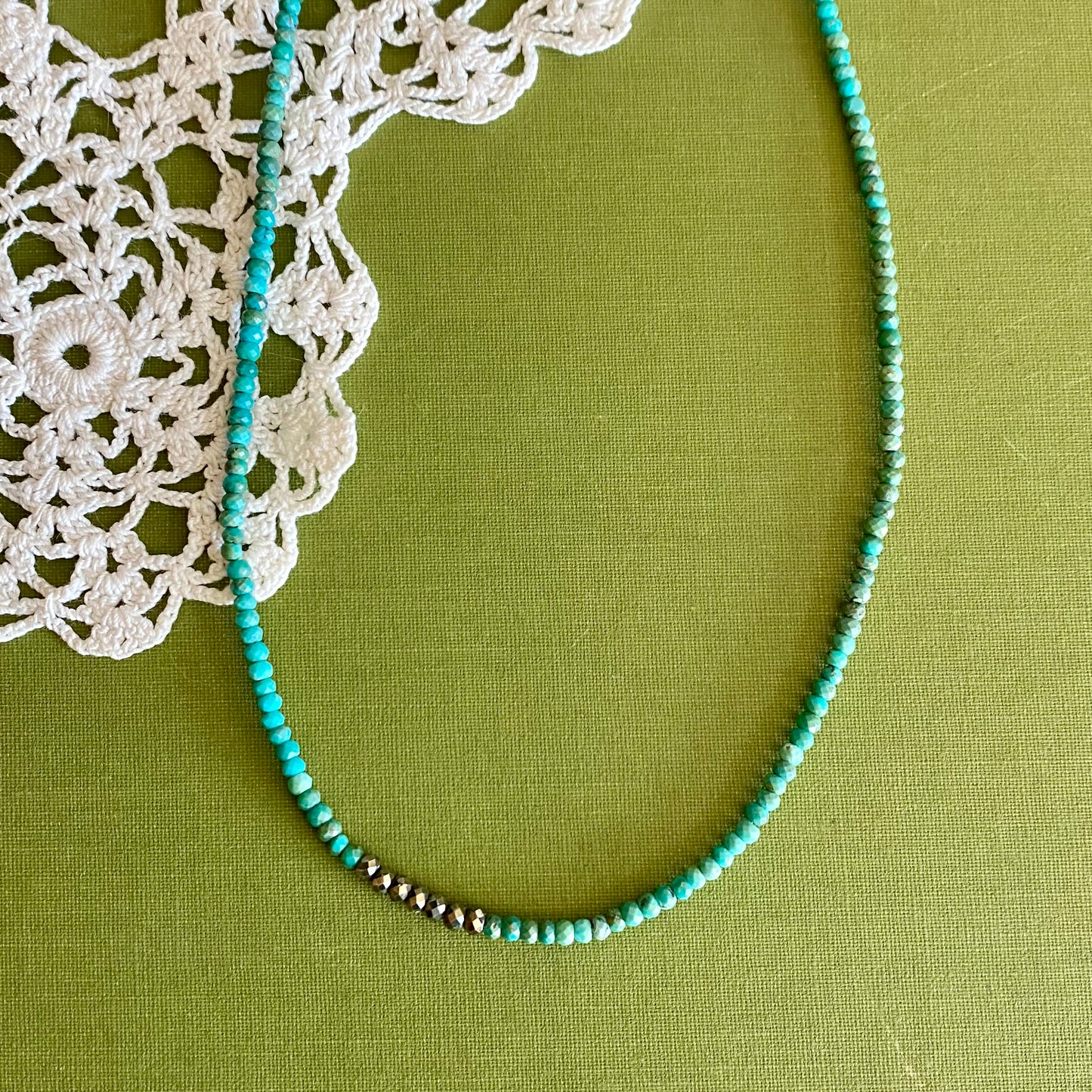 Turquoise & Pyrite Beaded Necklace