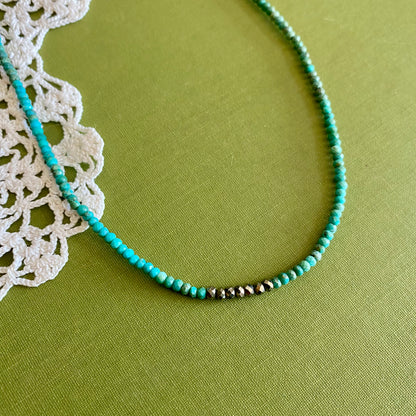 Turquoise & Pyrite Beaded Necklace