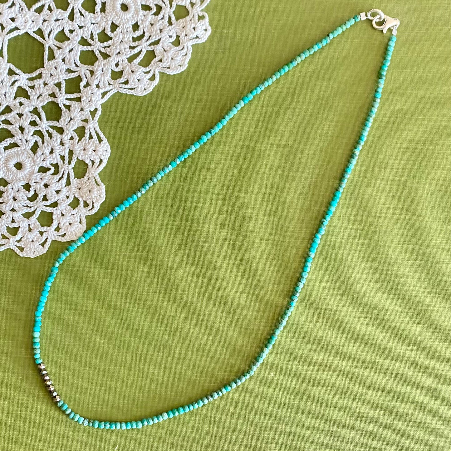 Turquoise & Pyrite Beaded Necklace