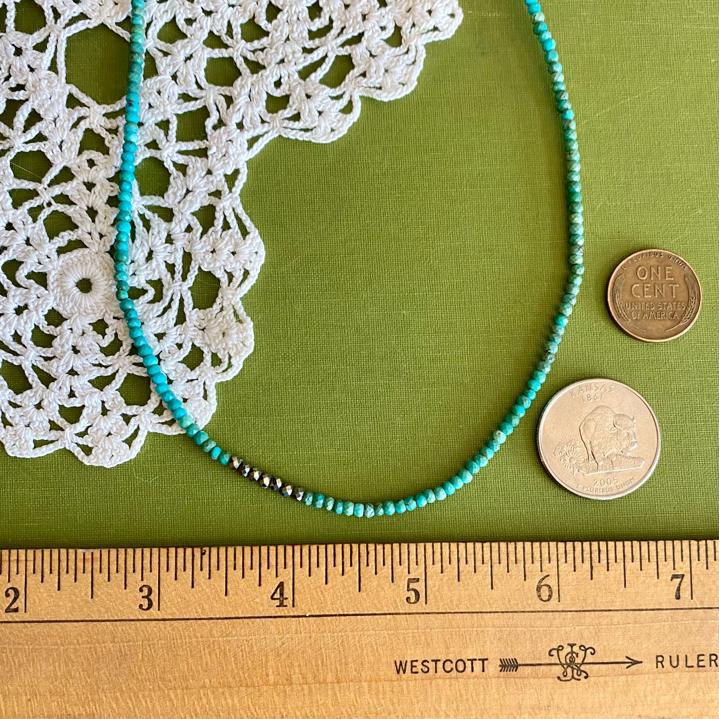 Turquoise & Pyrite Beaded Necklace