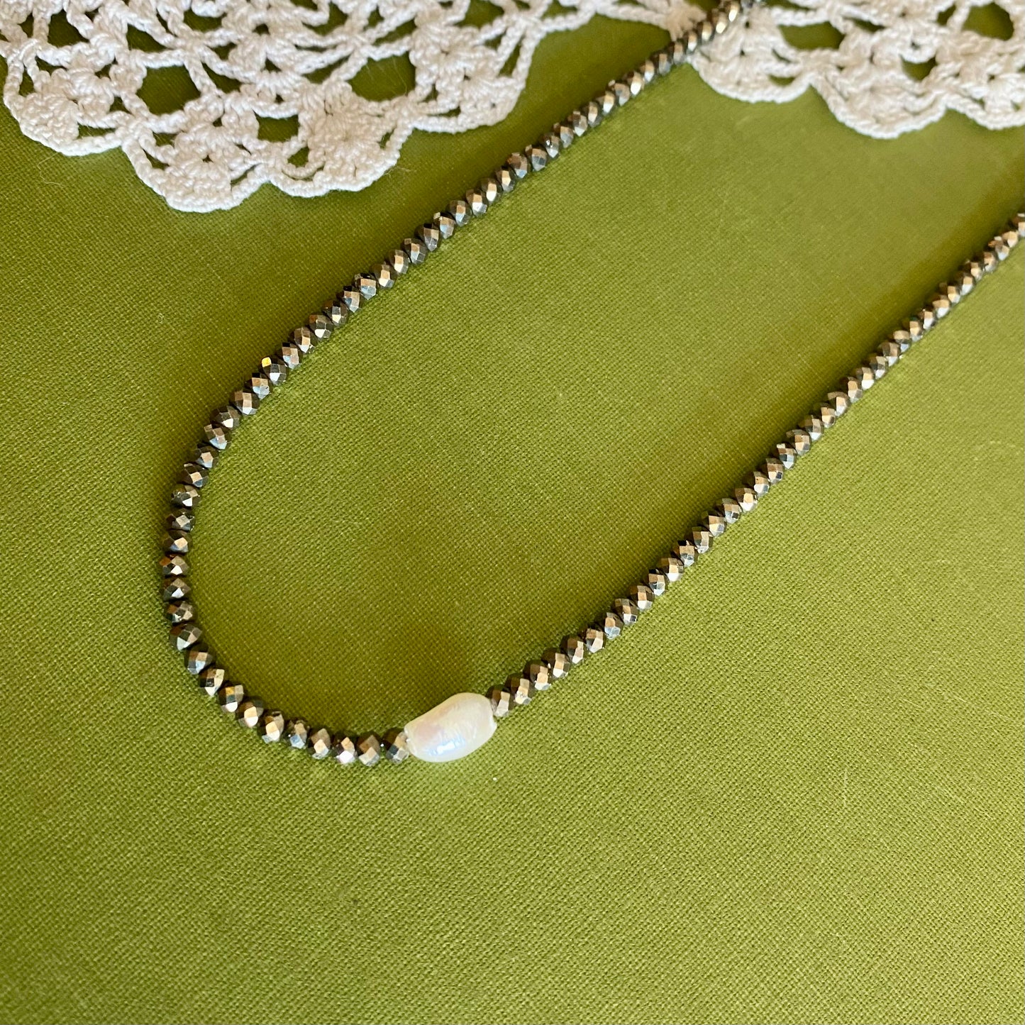 Pyrite & Pearl Beaded Necklace