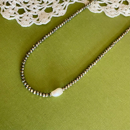 Pyrite & Pearl Beaded Necklace