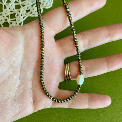 Pyrite & Pearl Beaded Necklace