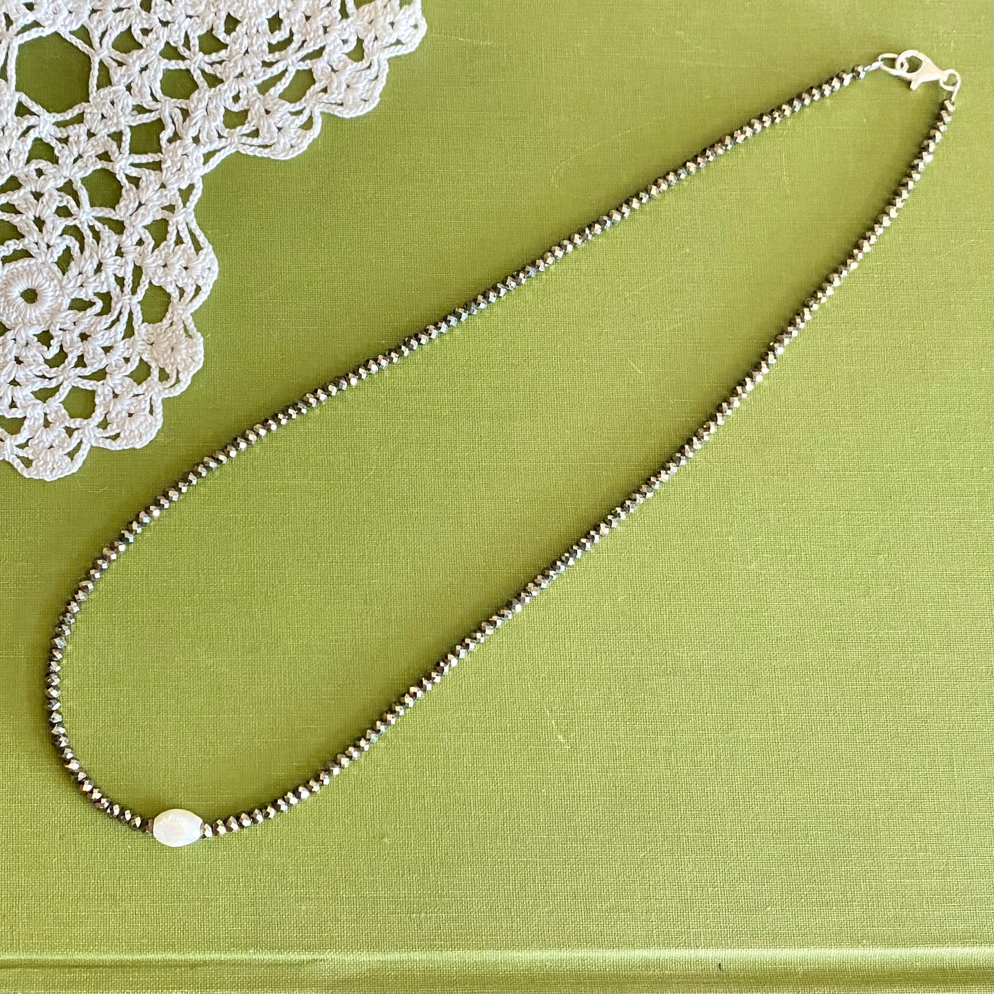 Pyrite & Pearl Beaded Necklace
