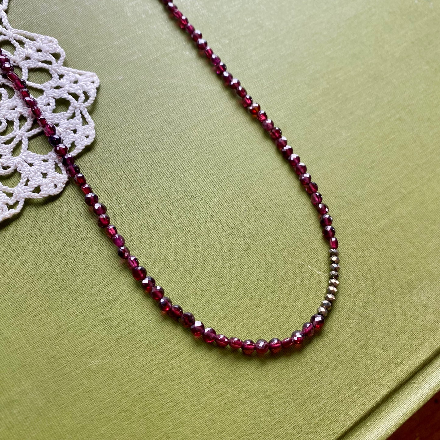 Garnet & Pyrite Beaded Necklace